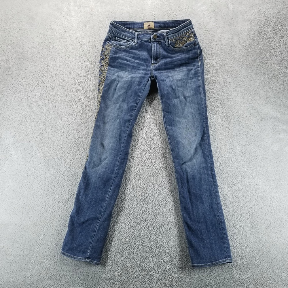 Driftwood Jeans Womens 26 Blue Audrey Skinny Mid Rise Embroidered Stretch Boho